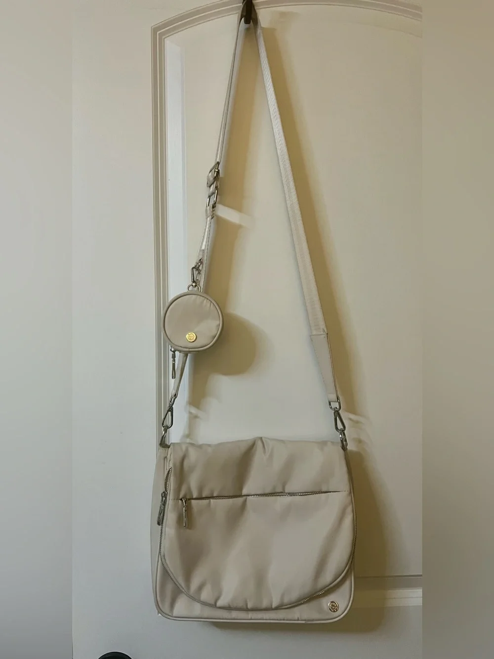 House of Harlow beige nylon crossbody bag